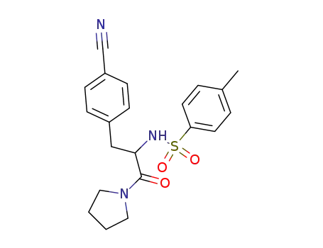 Molecular Structure of 80852-54-6 (Pyrrolidine,
1-[3-(4-cyanophenyl)-2-[[(4-methylphenyl)sulfonyl]amino]-1-oxopropyl]-)