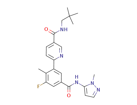 Molecular Structure of 1033751-22-2 (N-(2,2-dimethylpropyl)-6-(3-fluoro-2-methyl-5-{[(1-methyl-1H-pyrazol-5-yl)amino]carbonyl}phenyl)-3-pyridinecarboxamide)
