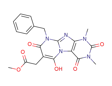 9-benzyl-1,3-dimethyl-6-hydroxy-7-<(methoxycarbonyl)methyl>pyrimido<2,1-f>purine-2,4,8(1H,3H,9H)-trione