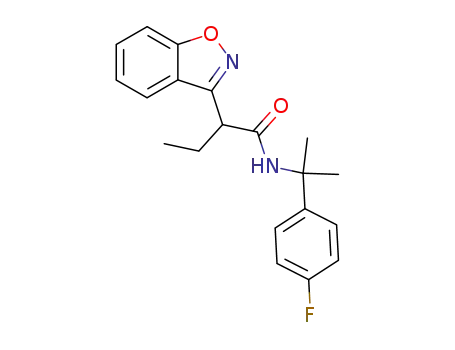 Molecular Structure of 97872-27-0 (2-(1,2-benzoxazol-3-yl)-N-[2-(4-fluorophenyl)propan-2-yl]butanamide)