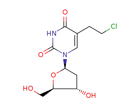 Molecular Structure of 90301-59-0 (5-(2-chloroethyl)-1-[(2S,4S,5R)-4-hydroxy-5-(hydroxymethyl)oxolan-2-yl ]pyrimidine-2,4-dione)