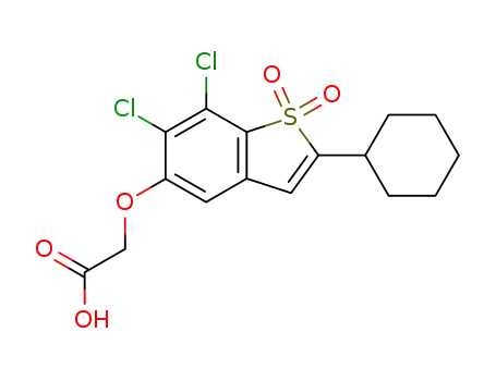 Molecular Structure of 83120-06-3 (Acetic acid,
[(6,7-dichloro-2-cyclohexyl-1,1-dioxidobenzo[b]thien-5-yl)oxy]-)