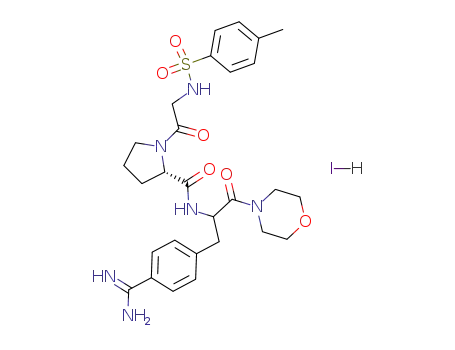 Molecular Structure of 109968-89-0 ((S)-1-[2-(Toluene-4-sulfonylamino)-acetyl]-pyrrolidine-2-carboxylic acid [1-(4-carbamimidoyl-benzyl)-2-morpholin-4-yl-2-oxo-ethyl]-amide; hydriodide)