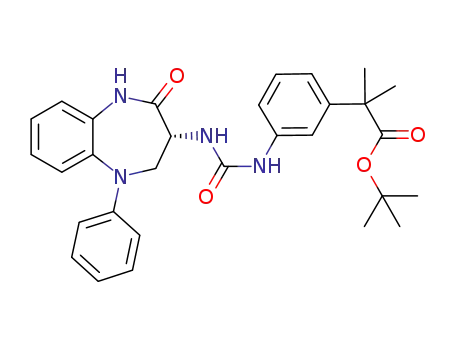 Molecular Structure of 252209-94-2 ((R)-(-)-1-(2-oxo-5-phenyl-1,3,4,5-tetrahydro-2H-1,5-benzodiazepin-3-yl)-3-[3-(1-methyl-1-tert-butoxycarbonyl)ethylphenyl]urea)