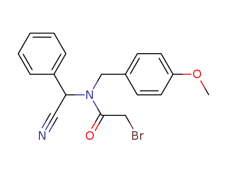 Molecular Structure of 130533-00-5 (N-(4-methoxybenzyl)-N-(1-cyanobenzyl)-2-bromoacetamide)