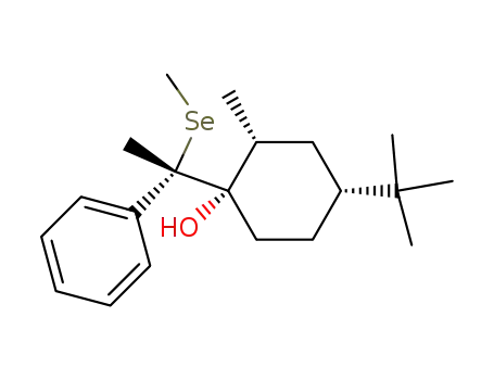 Molecular Structure of 122132-92-7 ((1S,2R,4R)-4-tert-Butyl-2-methyl-1-((S)-1-methylselanyl-1-phenyl-ethyl)-cyclohexanol)