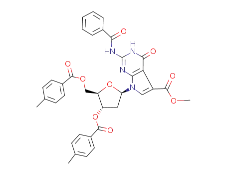 2-(Benzoylamino)-7-<2'-deoxy-3',5'-di-O-(p-toluoyl)-β-D-erythro-pentofuranosyl>-5-(methoxycarbonyl)pyrrolo<2,3-d>pyrimidin-4(3H)-one
