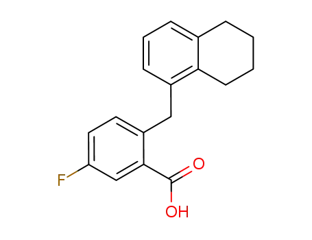 Molecular Structure of 111771-23-4 (Benzoic acid, 5-fluoro-2-[(5,6,7,8-tetrahydro-1-naphthalenyl)methyl]-)