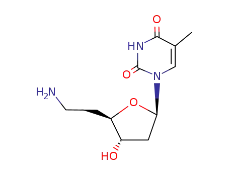 Molecular Structure of 22567-01-7 (1-(6-amino-2,5,6-trideoxy-β-D-erythro-hexofuranosyl)thymine)