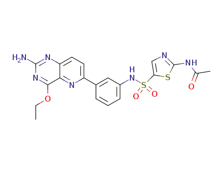 Molecular Structure of 1036386-11-4 (N-{5-[3-(2-amino-4-ethoxy-pyrido[3,2-d]pyrimidin-6-yl)-phenylsulfamoyl]-thiazol-2-yl}-acetamide)