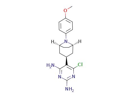 Molecular Structure of 94635-14-0 (2,4-Pyrimidinediamine,
6-chloro-5-[8-(4-methoxyphenyl)-8-azabicyclo[3.2.1]oct-3-yl]-, exo-)