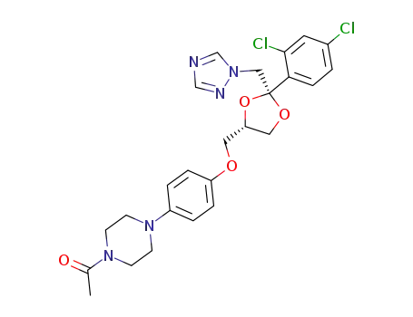 Molecular Structure of 67915-35-9 (cis-1-acetyl-4-<4-<<2-(2,4-dichlorophenyl)-2-(1H-1,2,4-triazol-1-ylmethyl)-1,3-dioxolan-4-yl>-methoxy>phenyl>piperazine)
