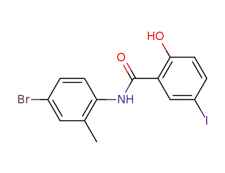 Molecular Structure of 77067-95-9 (Benzamide, N-(4-bromo-2-methylphenyl)-2-hydroxy-5-iodo-)
