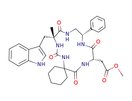 methyl <10R-(10α,14β,17α)>-10-(1H-indol-3-ylmethyl)-10-methyl-8,11,16,19-tetraoxo-14-phenyl-7,9,12,15,18-pentaazaspiro<5,13>nonadecane-17-acetate