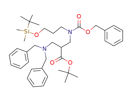 6-benzyl 4-tert-butyl 2-benzyl-9-(tert-butyldimethylsiloxy)-2,6-diaza-1-phenylnonane-4,6-dicarboxylate