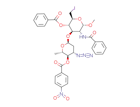 Methyl 3-O-(3'-azido-4'-O-p-nitrobenzoyl-2',3',6'-trideoxy-α-L-arabino-hexopyranosyl)-2-benzamido-4-O-benzoyl-2,6-dideoxy-6-iodo-α-D-glucopyranoside