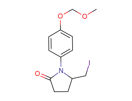 Molecular Structure of 838872-72-3 (2-Pyrrolidinone, 5-(iodomethyl)-1-[4-(methoxymethoxy)phenyl]-)