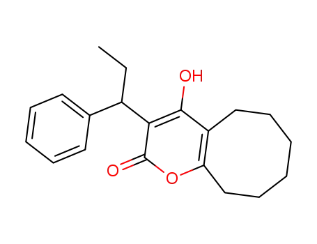 Molecular Structure of 163020-88-0 (5,6,7,8,9,10-hexahydro-4-hydroxy-3-(1-phenylpropyl)-2H-cycloocta(b)pyran-2-one)