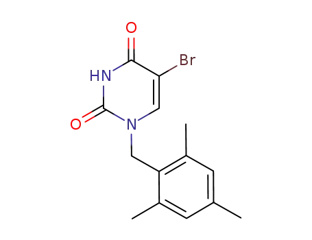 Molecular Structure of 1056025-50-3 (5-bromo-1-(mesitylmethyl)pyrimidine-2,4(1H,3H)-dione)
