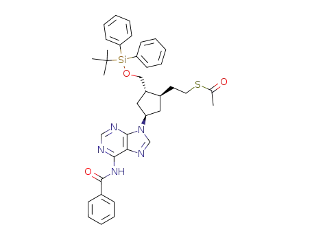 5'-<(acetylthio)methyl>-N<sup>6</sup>-benzoyl-3'-(<(tert-butyl)diphenylsilyloxy>methyl)-2',3',5'-trideoxy-1'a-carbaadenosine