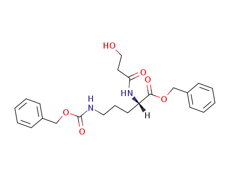 Molecular Structure of 134532-11-9 ((S)-5-Benzyloxycarbonylamino-2-(3-hydroxy-propionylamino)-pentanoic acid benzyl ester)