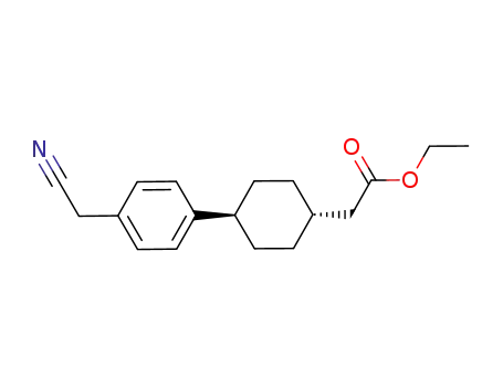 Molecular Structure of 1031336-85-2 (Cyclohexaneacetic acid, 4-[4-(cyanoMethyl)phenyl]-, ethyl ester, trans-)
