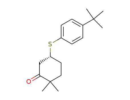 Molecular Structure of 76440-46-5 (Cyclohexanone, 5-[[4-(1,1-dimethylethyl)phenyl]thio]-2,2-dimethyl-, (5R)-)