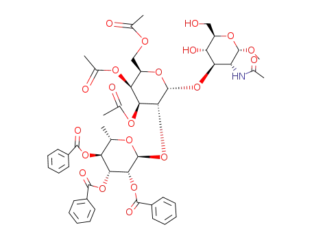 Methyl O-(2,3,4-tri-O-benzoyl-α-L-rhamnopyranosyl)-(1->2)-O-(3,4,6-tri-O-acetyl-α-D-galactopyranosyl)-(1->3)-2-acetamido-2-deoxy-α-D-glucopyranoside