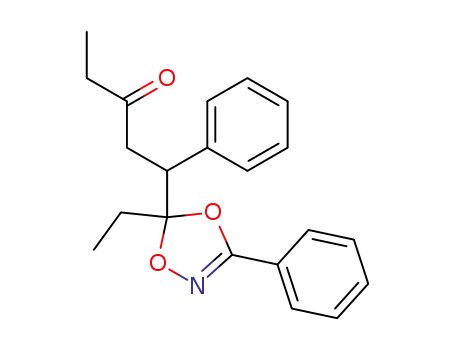 Molecular Structure of 100910-00-7 (1-phenyl-1-(3-phenyl-5-ethyl-1,4,2-dioxazol-5-yl)-3-pentanone)