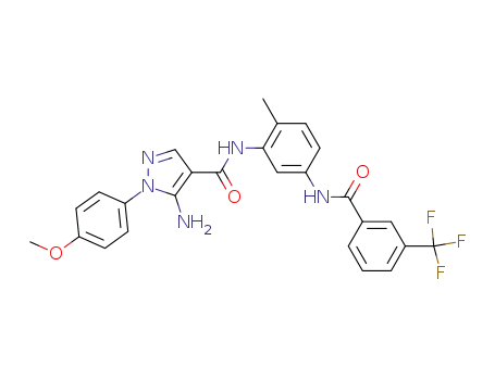 5-amino-1-(4-methoxy-phenyl)-1H-pyrazole-4-carboxylic acid (2-methyl-5-(3-trifluoromethyl-benzoylamino)-phenyl)-amide
