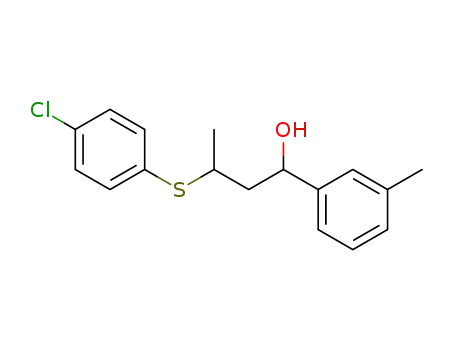 Molecular Structure of 81513-76-0 (3-(4-Chloro-phenylsulfanyl)-1-m-tolyl-butan-1-ol)