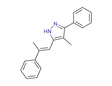 Molecular Structure of 88879-79-2 (1H-Pyrazole, 4-methyl-3-phenyl-5-(2-phenyl-1-propenyl)-, (E)-)