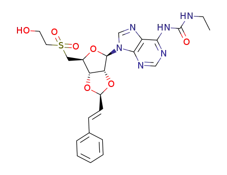1-ethyl-3-(9-((2S,3aS,4R,6S,6aR)-6-((2-hydroxyethylsulfonyl)methyl)-2-styryltetrahydrofuro[3,4-d][1,3]dioxol-4-yl)-9H-purin-6-yl)urea