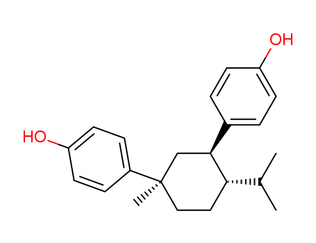 Molecular Structure of 121079-02-5 (Phenol,4,4'-[(1R,3R,4S)-1-methyl-4-(1-methylethyl)-1,3-cyclohexanediyl]bis-, rel-(9CI))