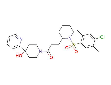 3-(1-(4-chloro-2,5-dimethylphenylsulfonyl)piperidin-2-yl)-1-(4-hydroxy-4-(pyridin-2-yl)piperidin-1-yl)propan-1-one