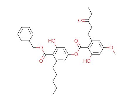 Benzoic acid,
2-hydroxy-4-[[2-hydroxy-4-methoxy-6-(3-oxopentyl)benzoyl]oxy]-6-pentyl-
, phenylmethyl ester