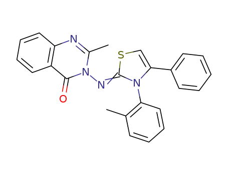 Molecular Structure of 113124-49-5 (4(3H)-Quinazolinone,
2-methyl-3-[[3-(2-methylphenyl)-4-phenyl-2(3H)-thiazolylidene]amino]-)