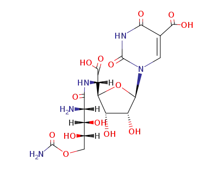 beta-D-Allofuranuronic acid, 5-[[2-amino-5-O-(aminocarbonyl)-2-deoxy-L-xylonoyl]amino]-1-(5-carboxy-3,4-dihydro-2,4-dioxo-1(2H)-pyrimidinyl)-1,5-dideoxy-