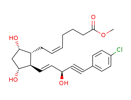 Molecular Structure of 73285-85-5 ((Z)-7-[(1R)-2β-[(E,S)-5-(4-Chlorophenyl)-3-hydroxy-1-penten-4-ynyl]-3α,5α-dihydroxycyclopentan-1α-yl]-5-heptenoic acid methyl ester)