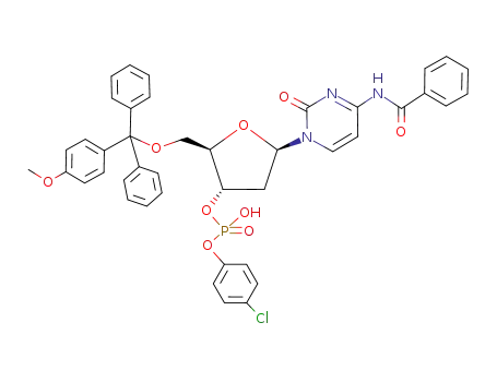 Molecular Structure of 81312-43-8 (3'-Cytidylic acid,
N-benzoyl-2'-deoxy-5'-O-[(4-methoxyphenyl)diphenylmethyl]-,
mono(4-chlorophenyl) ester)