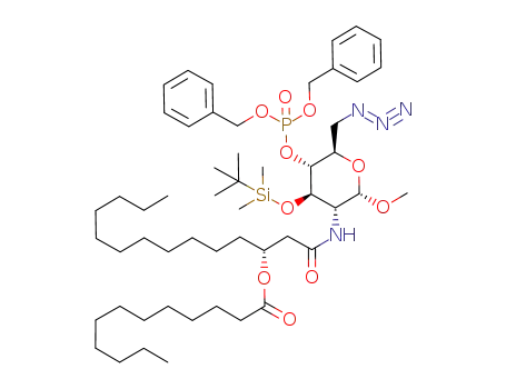 Dodecanoic acid (R)-1-{[(2S,3R,4R,5R,6R)-6-azidomethyl-5-(bis-benzyloxy-phosphoryloxy)-4-(tert-butyl-dimethyl-silanyloxy)-2-methoxy-tetrahydro-pyran-3-ylcarbamoyl]-methyl}-dodecyl ester