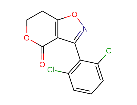 Molecular Structure of 156496-83-2 (4H-Pyrano[3,4-d]isoxazol-4-one, 3-(2,6-dichlorophenyl)-6,7-dihydro-)