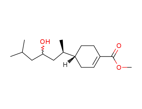 Molecular Structure of 60497-70-3 ((R)-4-[(1R,3R)-3-Hydroxy-1,5-dimethylhexyl]-1-cyclohexene-1-carboxylic acid methyl ester)