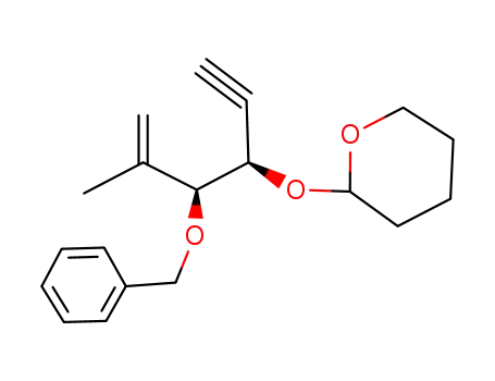 Molecular Structure of 116935-46-7 (erythro-4-benzyloxy-5-methyl-3-(tetrahydro-2-pyranyloxy)-5-hexen-1-yne)