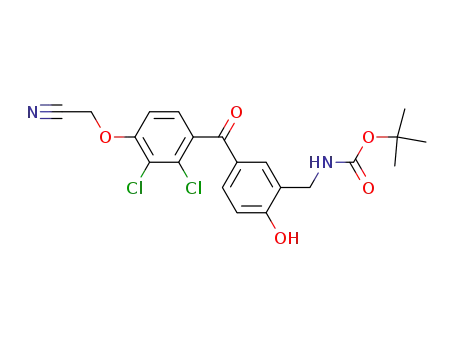 Carbamic acid,
[[5-[2,3-dichloro-4-(cyanomethoxy)benzoyl]-2-hydroxyphenyl]methyl]-,
1,1-dimethylethyl ester