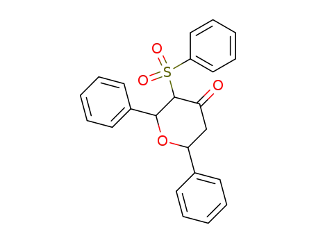 Molecular Structure of 113549-33-0 (4H-Pyran-4-one, tetrahydro-2,6-diphenyl-3-(phenylsulfonyl)-)