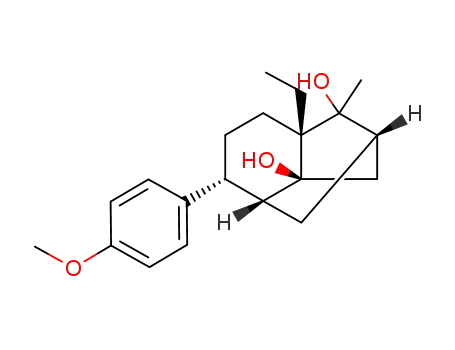 Molecular Structure of 111015-11-3 (7a-ethyl-5-(p-methoxyphenyl)-1-methyl-(2β,3aβ,4β,5β,7aβ)-octahydro-2,4-methano-1H-indene-1,3a-diol)