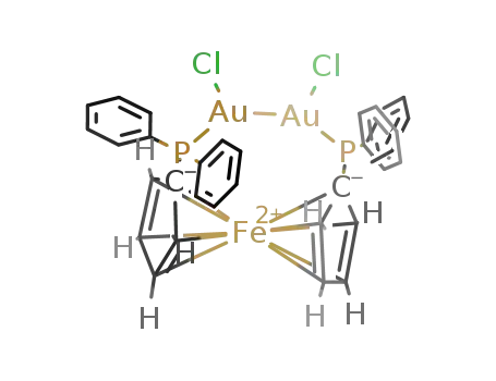 Molecular Structure of 122092-51-7 (Bis(chlorogold(I)) [1,1′-bis(diphenylphosphino)ferrocene],95%)