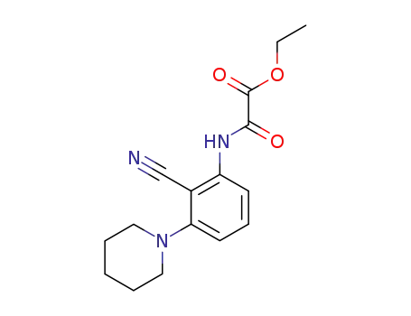 Molecular Structure of 63365-15-1 (Acetic acid, [[2-cyano-3-(1-piperidinyl)phenyl]amino]oxo-, ethyl ester)