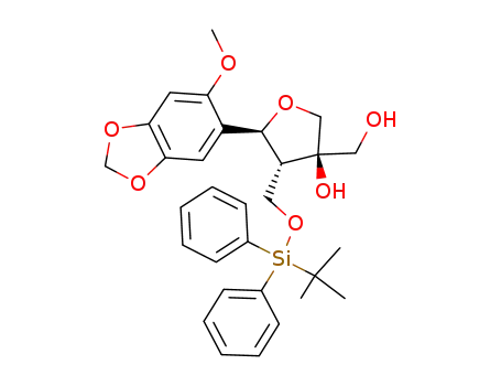 (3R,4R,5S)-4-(tert-Butyl-diphenyl-silanyloxymethyl)-3-hydroxymethyl-5-(6-methoxy-benzo[1,3]dioxol-5-yl)-tetrahydro-furan-3-ol